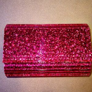 Kurt Geiger London Crystal Embellished Party Clutch/Crossbody in pink